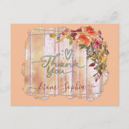 Rustic Hout Bloem Naam Bedankt Briefkaart