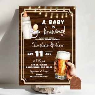 Rustic hout een baby is op komst co-ed baby shower kaart