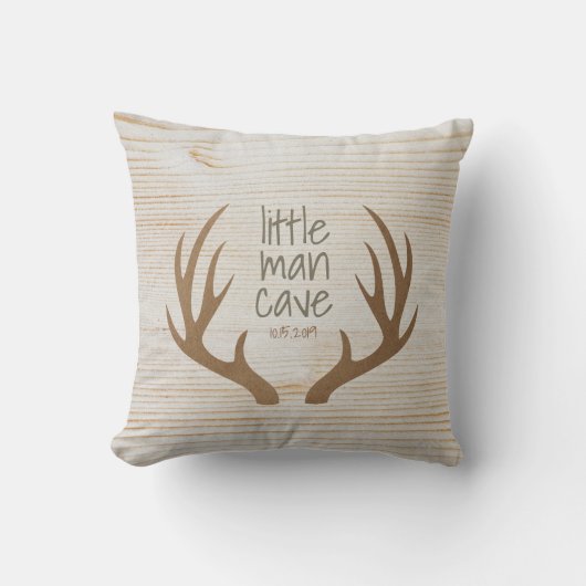Rustic hout en geweien Little Man Cave Nursery Kussen (Voorkant)