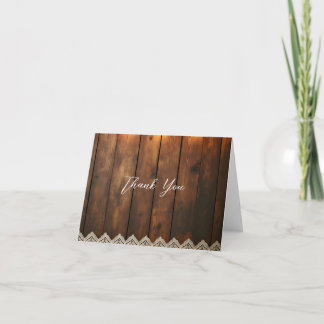 Rustic Hout en Kant Bedankkaart