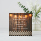 Rustic Hout en Kant Bruidsborrel Uitnodiging (Staand voorkant)