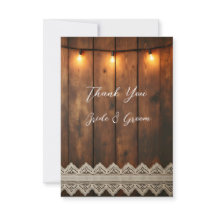 Rustic Hout en Kant Foto Bedankkaart