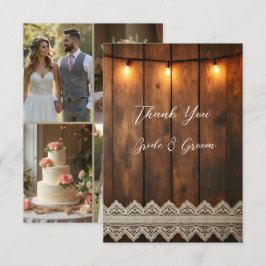 Rustic Hout en Kant Foto Bedankkaart