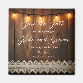 Rustic Hout en Kant Trouw 'Save the Date' Magneet