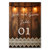 Rustic Hout en Kant Trouwkaart voor de Tafel Kaart (Voorkant)
