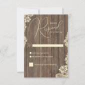 Rustic Hout en Kant Trouwreactiekaart RSVP Kaartje (Voorkant)