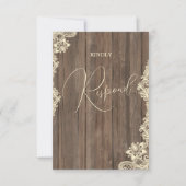 Rustic Hout en Kant Trouwreactiekaart RSVP Kaartje (Achterkant)