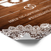 Rustic hout en witte kant van Snap-huwelijksbord Poster (Hoek)