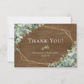 Rustic Hout Eucalyptus Groene Botanische Trouw  Bedankkaart (Voorkant)