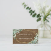 Rustic Hout Eucalyptus Groene Huwelijkswebsite Informatiekaartje (Staand voorkant)