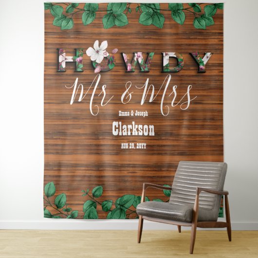 Rustic Hout Eucalyptus Howdy Meneer Mevrouw Muur A Wandkleed (In situ)