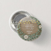 Rustic Hout & Eucalyptus Mijnheer & Mevrouw Kerstm Ronde Button 3,2 Cm (Voorkant /achterkant)