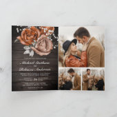 Rustic Hout Gebrande Oranje Roos QR Code Trouwen (Binnen)