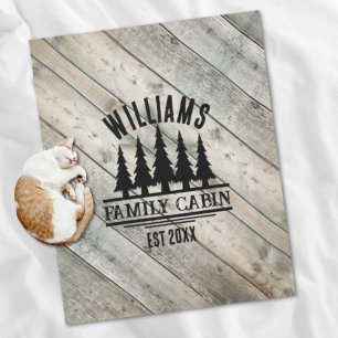 Rustic Hout Gepersonaliseerde Familienaam Houten B Fleece Deken