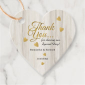 Rustic Hout Gouden Bedankt Hart Trouw    Bedankjes Labels (Voorkant)