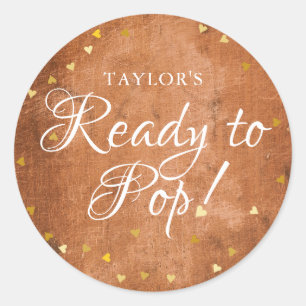 Rustic Hout Gouden Harten Kant-en-Klaar om te Knal Ronde Sticker