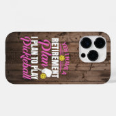 Rustic Hout Grappige Roze Pickleball Case-Mate iPhone Case (Achterkant (horizontaal))