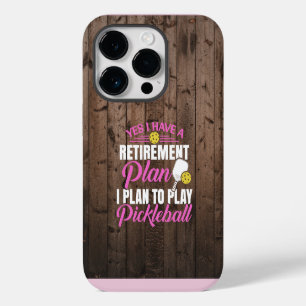 Rustic Hout Grappige Roze Pickleball iPhone 14 Plus Hoesje