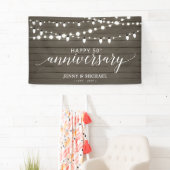 Rustic Hout Happy 50e Trouwdag Spandoek (Insitu)
