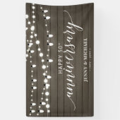 Rustic Hout Happy 50e Trouwdag Spandoek (Verticaal)