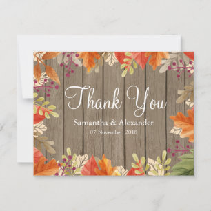 Rustic Hout Herfst Herfst Rood Bladeren Bedankkaar