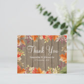 Rustic Hout Herfst Herfst Rood Bladeren Bedankkaar (Staand voorkant)