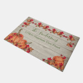Rustic Hout Herfst Oranje Pompoenen Herfstbladeren Deurmat (Schuin)
