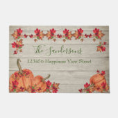 Rustic Hout Herfst Oranje Pompoenen Herfstbladeren Deurmat (Voorkant)