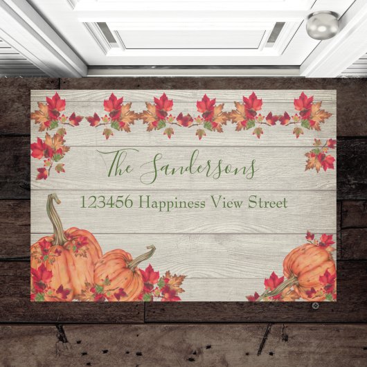 Rustic Hout Herfst Oranje Pompoenen Herfstbladeren Deurmat