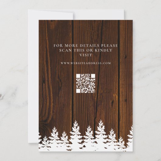 Rustic Hout Herfst Winter Bruiloft QR Code Save The Date (Achterkant)