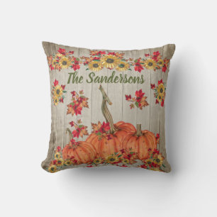 Rustic hout herfst zonnebloem pompoenen herfstblad kussen