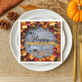 Rustic Hout Herfstbladeren Familie Thanksgiving Servet