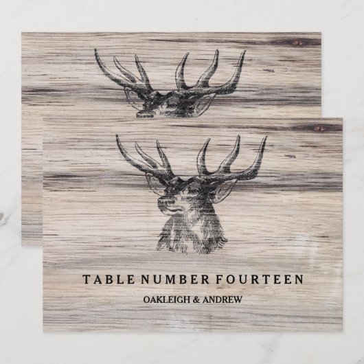 Rustic Hout | Hertentrouwtafel Nummerkaarten Kaart (Voorkant / Achterkant)