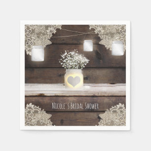 Rustic hout, kant en metselwerkjars Schuur Elegant Servet