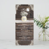 Rustic Hout, Kant & Metsen Potten Schuur Bruilofts Menu (Staand voorkant)