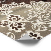 Rustic Hout & Kant Romantische Trouwtafel Zitplaat Poster (Hoek)