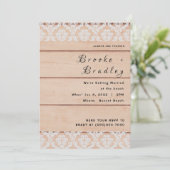 Rustic Hout & Kanten Bruiloft Kaart (Staand voorkant)