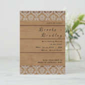 Rustic Hout & Kanten Bruiloft Kaart (Staand voorkant)