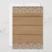 Rustic Hout & Kanten Bruiloft Kaart (Achterkant)