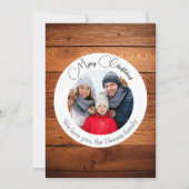 Rustic hout Kerstmis prettig gezin foto  Feestdagenkaart (Voorkant)