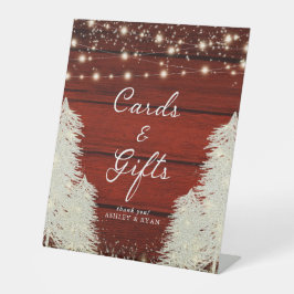 Rustic Hout | Kerstverlichting | Bomen Kaarten & C Reclamebord Met Voetstuk