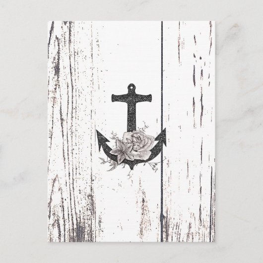 Rustic Hout Kust Strand Anker Bewaar de Datum Aankondigingskaart (Voorkant)