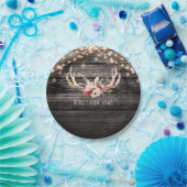 Rustic hout & lichten bloemengebinten herten boho  papieren bordje (Feest)