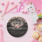 Rustic hout & lichten bloemengebinten herten boho  papieren bordje (Feest)