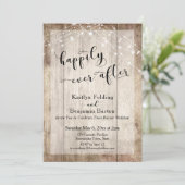 Rustic Hout & Lichten Fijne Bruiloft Ontvangst Kaart (Staand voorkant)