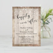 Rustic Hout & Lichten Happily Ever After Ontvangst Kaart (Staand voorkant)