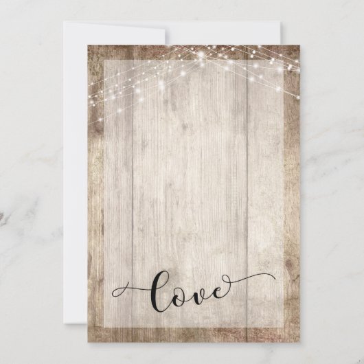 Rustic Hout & Lichten Happily Ever After Ontvangst Kaart (Achterkant)
