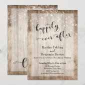Rustic Hout & Lichten Happily Ever After Ontvangst Kaart (Voorkant / Achterkant)