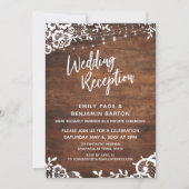 Rustic Hout, Lichten & Kanten Trouwreceptie Kaart (Voorkant)