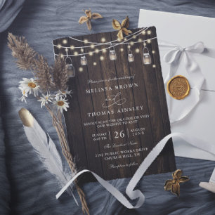 Rustic Hout & Lichten Landelijke Chic QR Code Trou Kaart